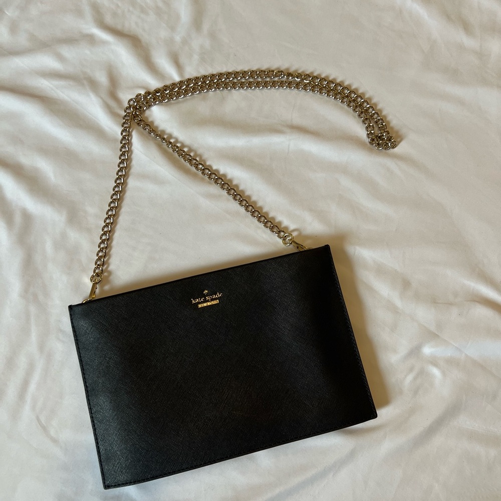 Like new black Kate Spade clutch with removable chain